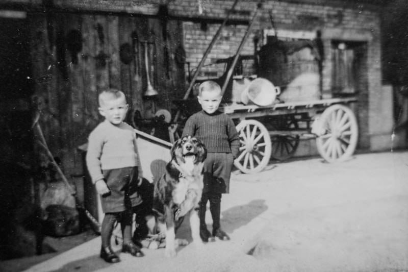 altes Bild von zwei Buben